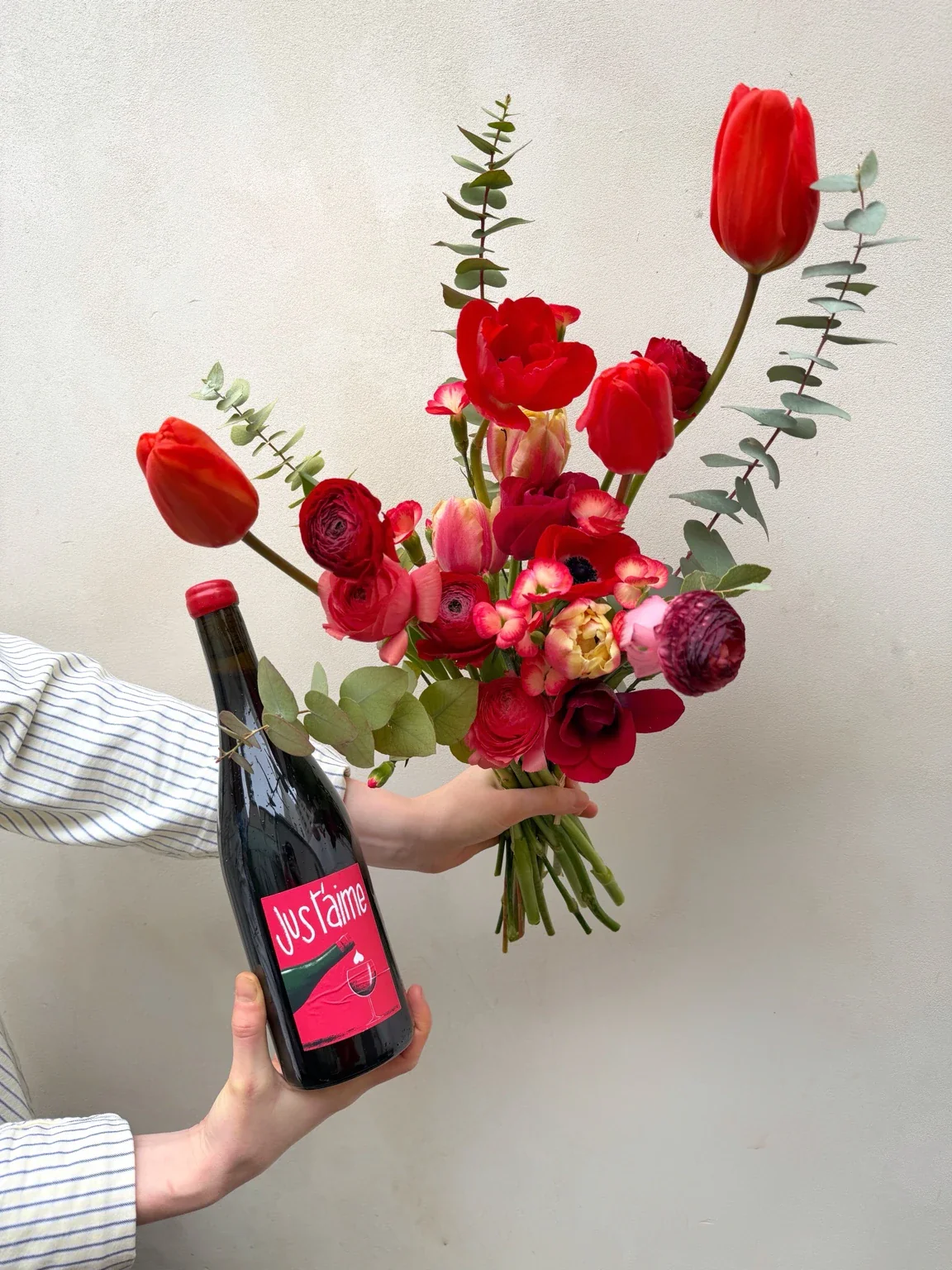 Jus t'aime - Bouquet + vin St Valentin